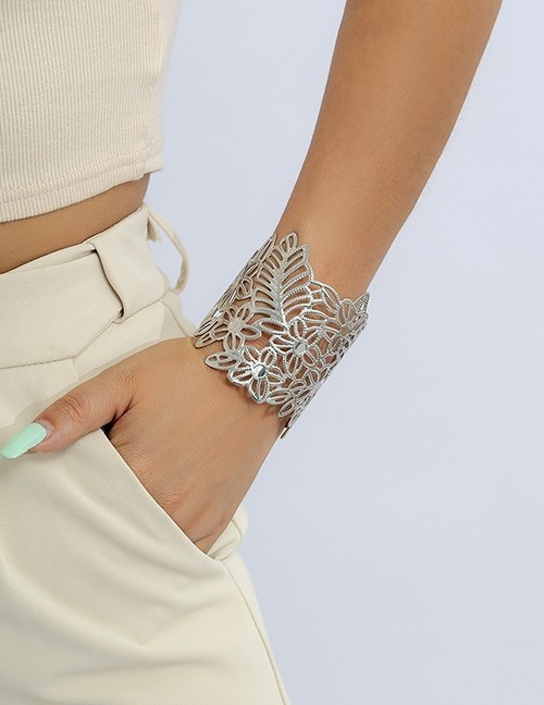 Браслет жесткий широкий сетчатый с филигранью R91965