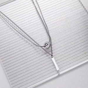 Многослойное стальное колье с геометрическими подвесками J10551CJJ Многослойное стальное колье с геометрическими подвесками J10551CJJ