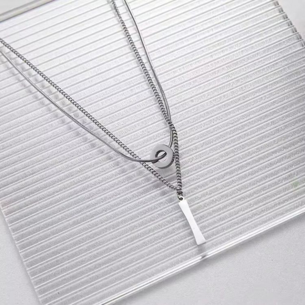 Многослойное стальное колье с геометрическими подвесками J10551CJJ Многослойное стальное колье с геометрическими подвесками J10551CJJ