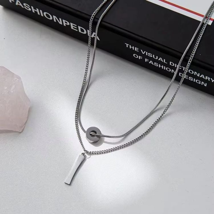 Многослойное стальное колье с геометрическими подвесками J10551CJJ Многослойное стальное колье с геометрическими подвесками J10551CJJ