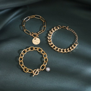 Комплект из 3 браслетов из крупных цепей CJC68033