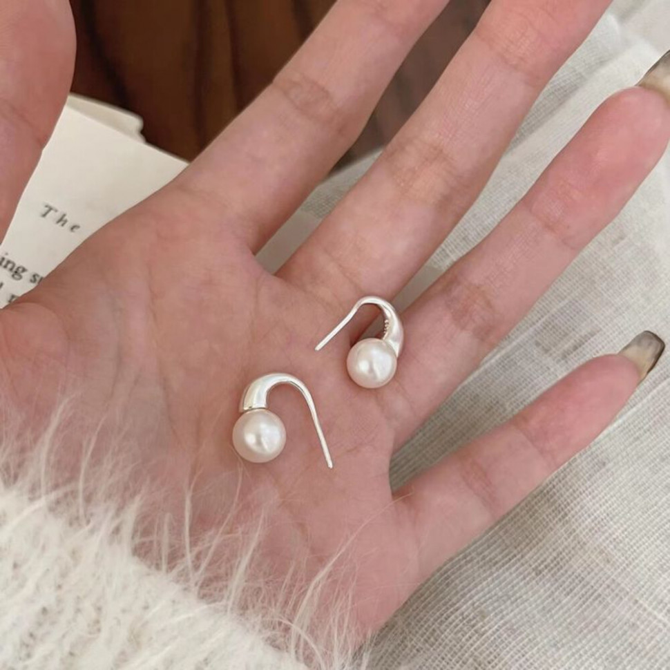 Серьги с жемчужиной на крючке J10676CJJ