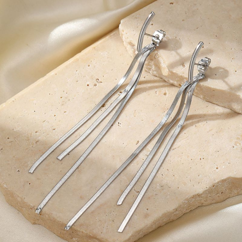 Серьги Висячие Тройные цепочки CJM03812