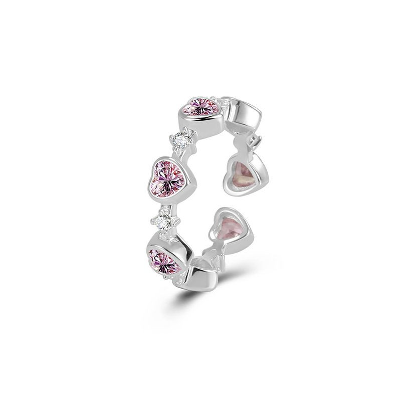 Разомкнутое кольцо из розовых сердец в золотистой оправе 1J11923CJJ