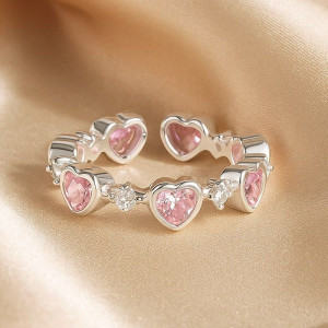 Кольцо с подвеской в форме сердца и фианитами 1J11923CJJ