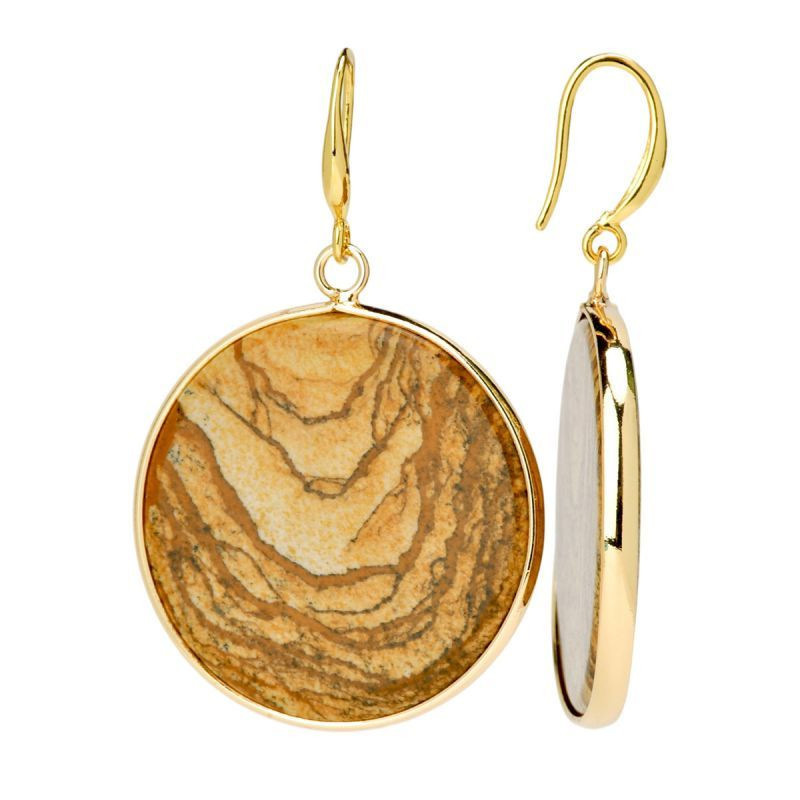 Золотистые серьги-кольца с розовыми перламутровыми дисками CJP83111 Золотистые серьги-кольца с розовыми перламутровыми дисками CJP83111