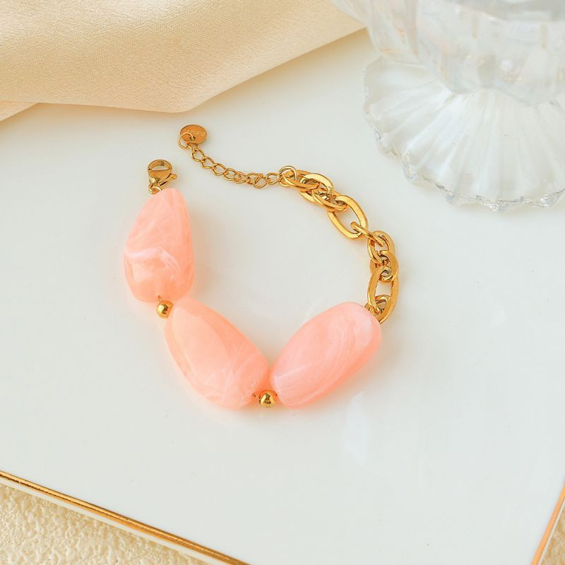 Браслет золотистый с крупными вставками под янтарь CJP93460 Браслет золотистый с крупными вставками под янтарь CJP93460