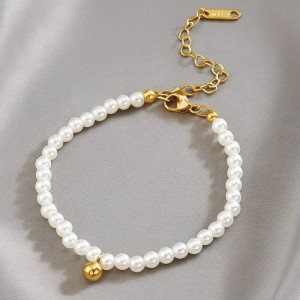 Браслет титановая сталь напыление золотом жемчуг 1J12146CJJ Браслет титановая сталь напыление золотом жемчуг 1J12146CJJ