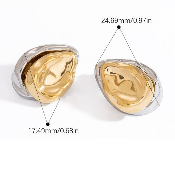 Серьги-пусеты Овалы двухцветные «Мятый металл» CJL45290