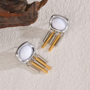 Серьги-пусеты Геометрия с подвесками-цилиндрами CJM35094 Серьги-пусеты Геометрия с подвесками-цилиндрами CJM35094