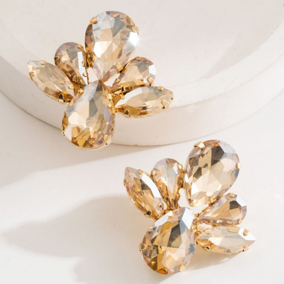 Роскошные серьги-пусеты Изумрудный каскад кристаллов CJH87384