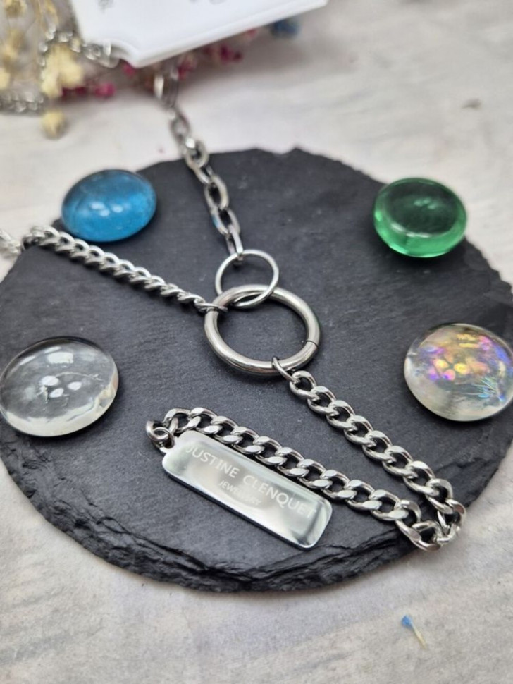 Колье-галстук с крупным кольцом и декоративной подвеской планкой J10553CJJ Колье-галстук с крупным кольцом и декоративной подвеской планкой J10553CJJ