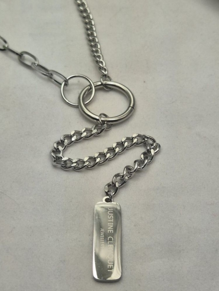 Колье-галстук с крупным кольцом и декоративной подвеской планкой J10553CJJ Колье-галстук с крупным кольцом и декоративной подвеской планкой J10553CJJ