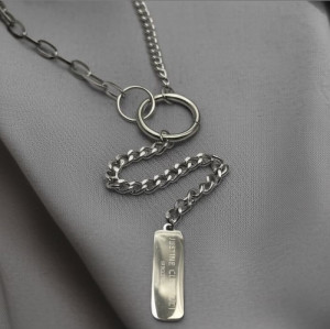 Колье-галстук с крупным кольцом и декоративной подвеской планкой J10553CJJ