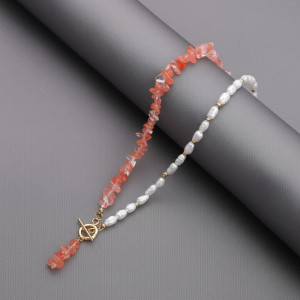 Колье ювелирный сплав с бусинками и жемчугом 1J11884CJJ