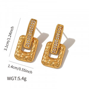 Серьги из титановой стали с квадратом и стразами ASUZ56500