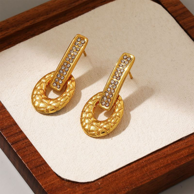 Серьги из титановой стали с квадратом и стразами ASUZ56500