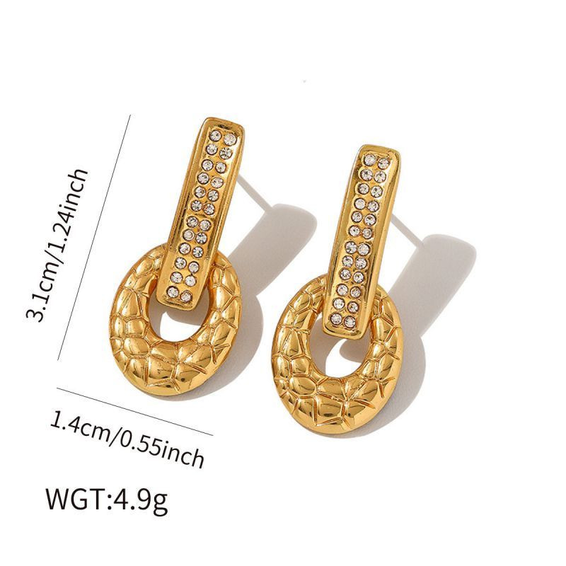 Серьги из титановой стали с квадратом и стразами ASUZ56500