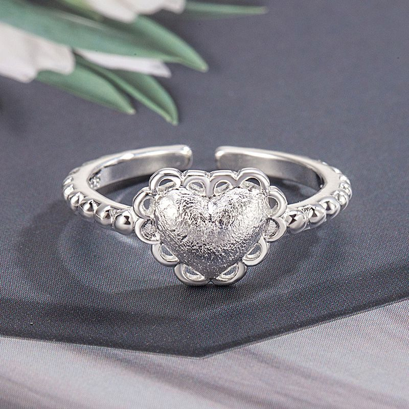 Кольцо открытое медь с напылением платины сердце 1J11924CJJ Кольцо открытое медь с напылением платины сердце 1J11924CJJ