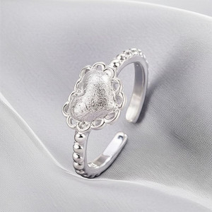 Кольцо открытое медь с напылением платины сердце 1J11924CJJ Кольцо открытое медь с напылением платины сердце 1J11924CJJ