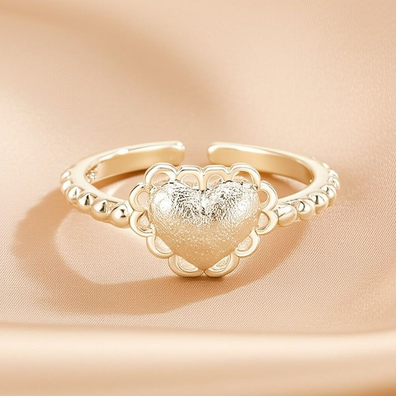 Кольцо открытое медь с напылением платины сердце 1J11924CJJ Кольцо открытое медь с напылением платины сердце 1J11924CJJ