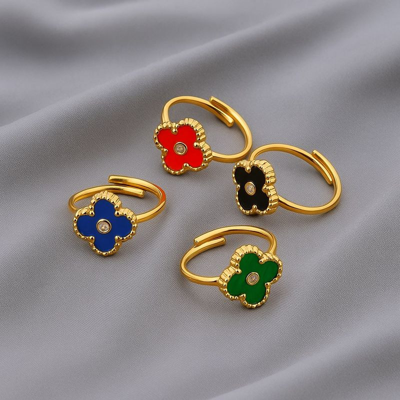 Кольцо с символом удачи клевер и синей вставкой 1J12072CJJ Кольцо с символом удачи клевер и синей вставкой 1J12072CJJ