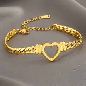 Браслет титановая сталь напыление золотом сердце 1J12137CJJ Браслет титановая сталь напыление золотом сердце 1J12137CJJ