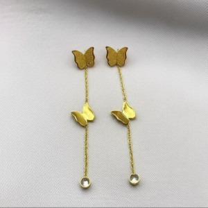 Серьги-гвоздики стальные с напылением золотом бабочки J10230CJJ Серьги-гвоздики стальные с напылением золотом бабочки J10230CJJ