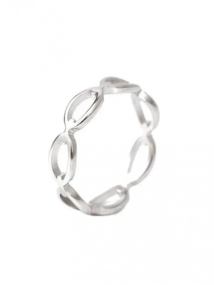 Серебристое кольцо в форме переплетенной бесконечной цепи J10172CJJ