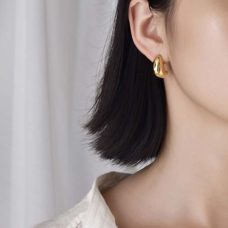 Объемные серьги-полукольца Капли CJD07058