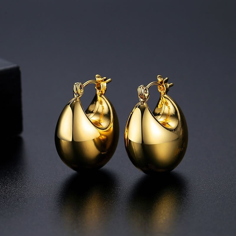 Объемные серьги-кольца «Золотые капли» N66527