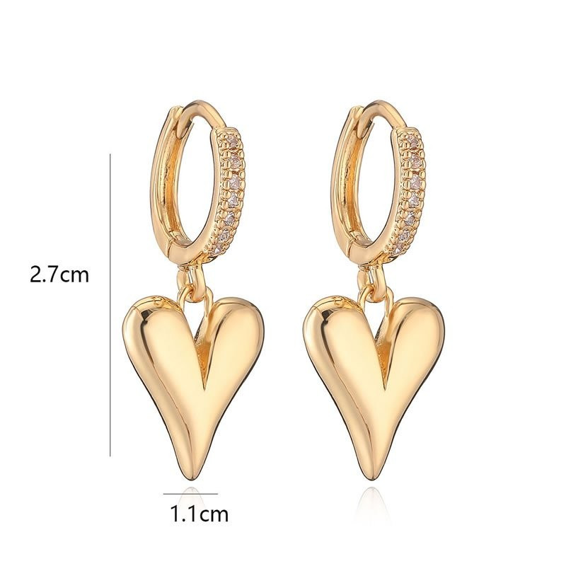 Серьги-кольца с объемными сердцами N96324 Серьги-кольца с объемными сердцами N96324