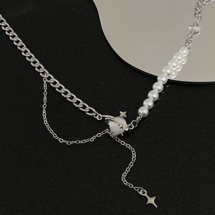 Трехслойное колье с жемчугом и планетой CJH67748
