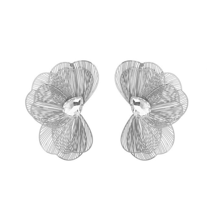 Воздушные серьги-пусеты прозрачные цветы CJM81539