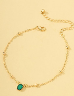 Браслет на ногу с зеленым кристаллом Z48729 Браслет на ногу с зеленым кристаллом Z48729