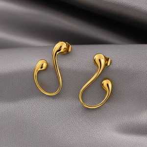 Золотистые серьги-пусеты Капли из ювелирного сплава 1J11681CJJ Золотистые серьги-пусеты Капли из ювелирного сплава 1J11681CJJ