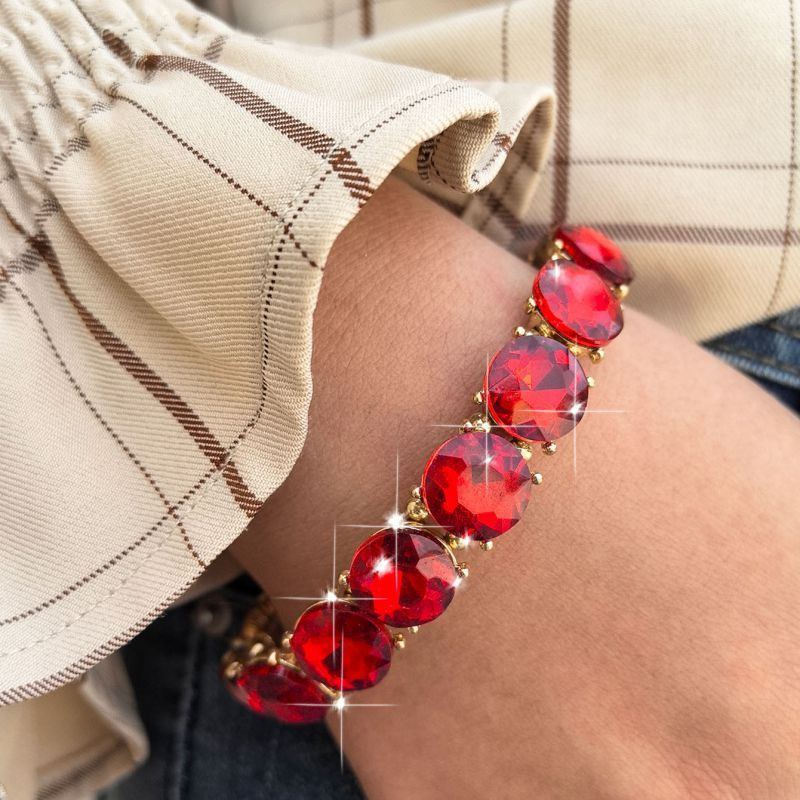 Браслет жесткий на шарнире с россыпью крупных кристаллов CJN32397