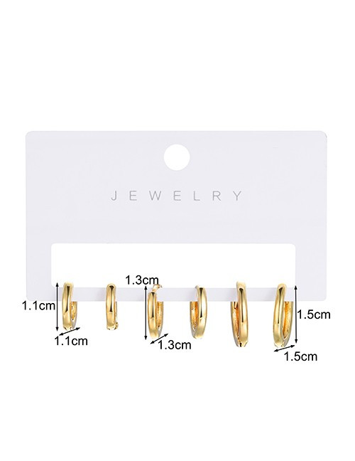 Набор классических золотистых серег конго разного диаметра L53300