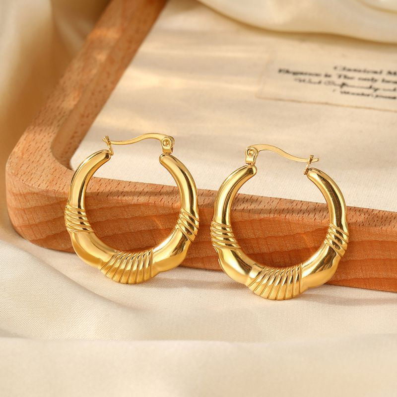 Серьги-кольца широкие с насечкой CJM03840