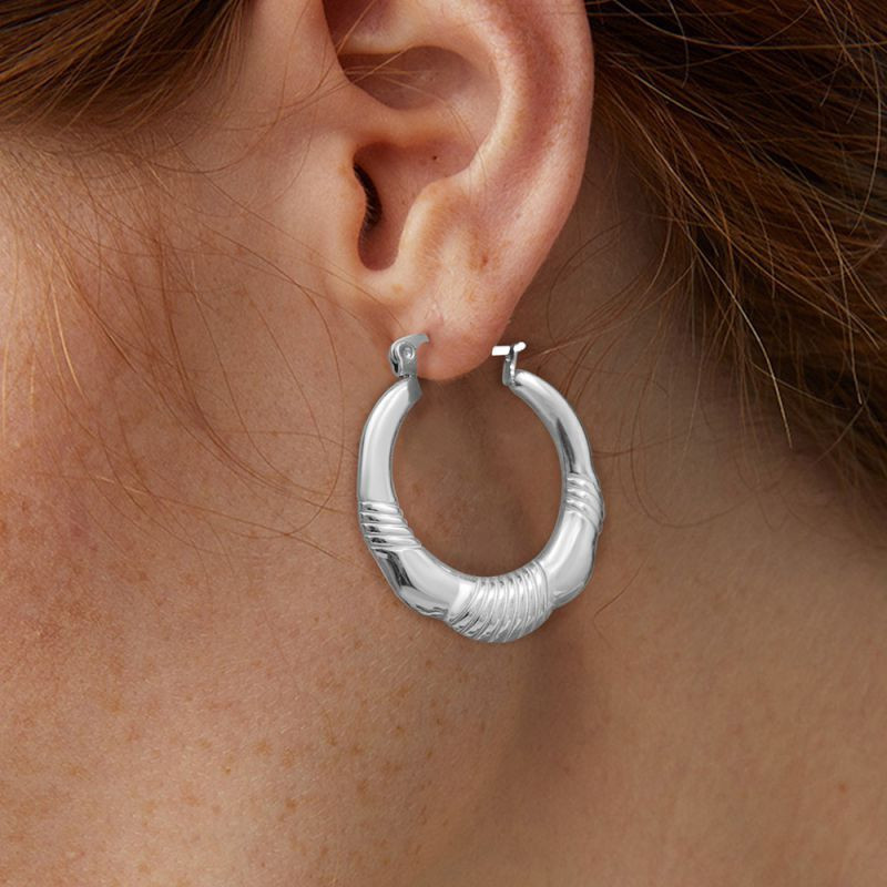 Серьги-кольца широкие с насечкой CJM03840