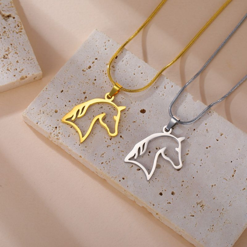 Цепочка кулон лошадь медицинская сталь напыление золотом 1J12457CJJ