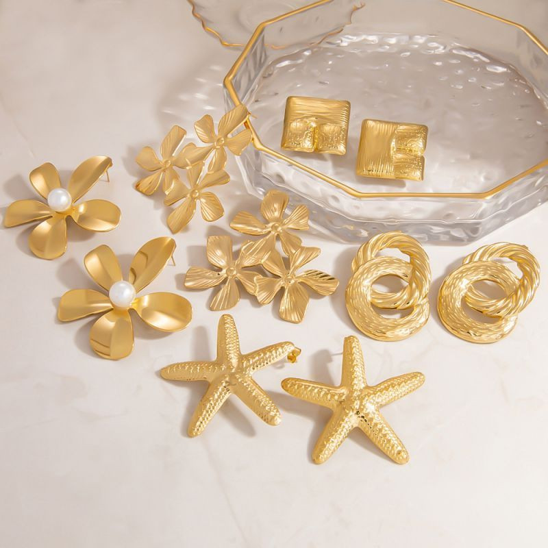 Серьги-кольца двойные с эффектом ковки CJL24173 Серьги-кольца двойные с эффектом ковки CJL24173