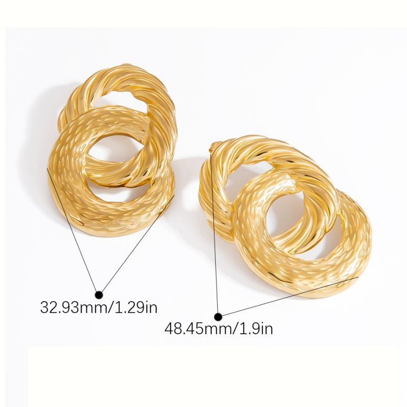 Серьги-кольца двойные с эффектом ковки CJL24173 Серьги-кольца двойные с эффектом ковки CJL24173