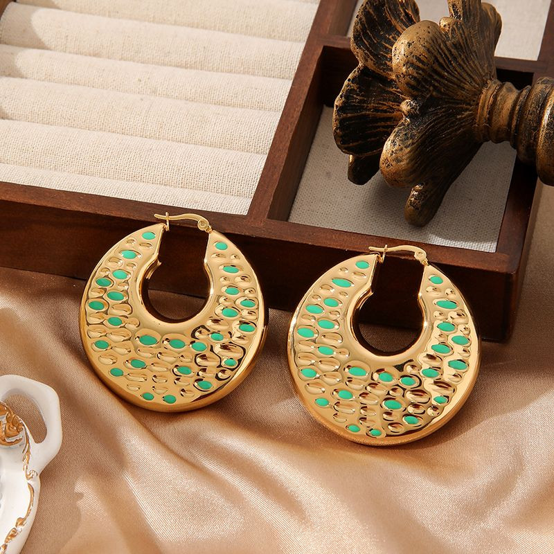 Серьги-пусеты Диски с анималистичным принтом CJN90546