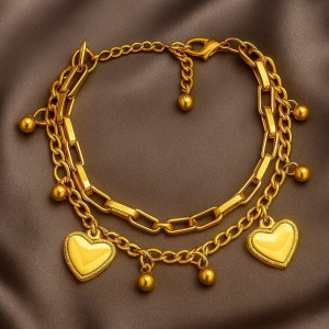 Браслет титановая сталь напыление золотом сердце 1J12138CJJ Браслет титановая сталь напыление золотом сердце 1J12138CJJ