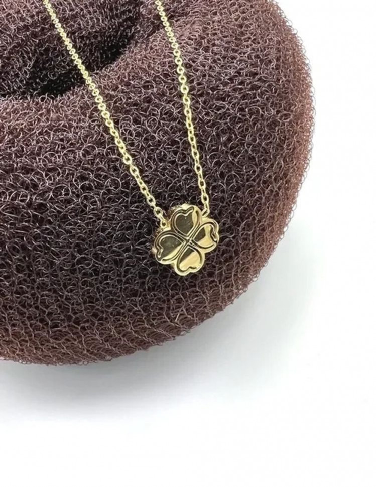 Стальная цепочка с напылением золотом кулон клевер сердце J10100CJJ Стальная цепочка с напылением золотом кулон клевер сердце J10100CJJ
