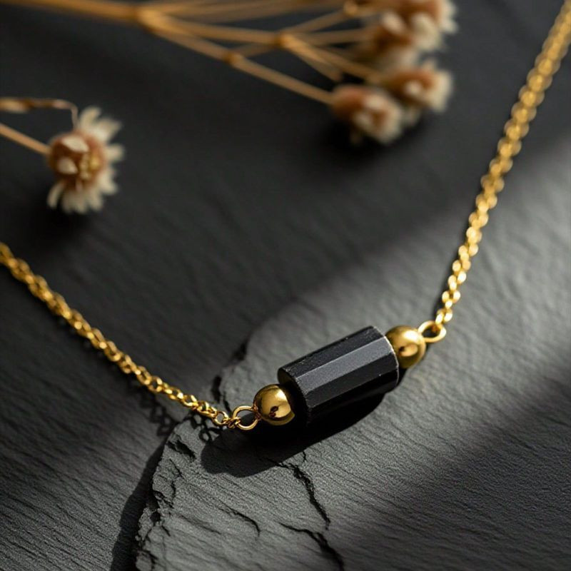 Браслет-цепочка с черной прямоугольной вставкой CJT24287 Браслет-цепочка с черной прямоугольной вставкой CJT24287