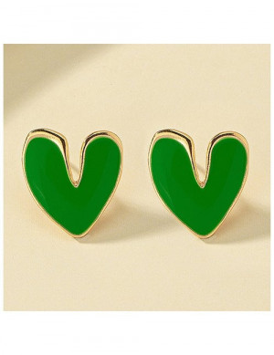 Яркие серьги-пусеты зеленые сердца Z07898