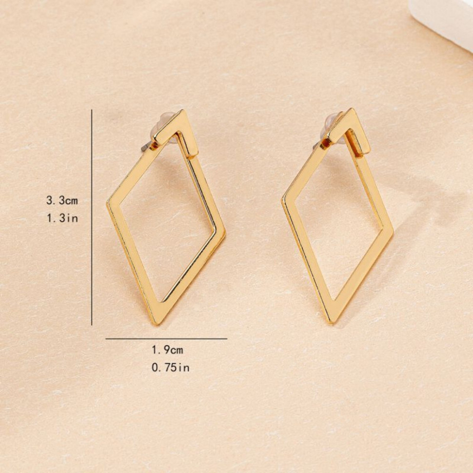 Геометрические серьги-джекеты Минималистичный ромб CJH67211
