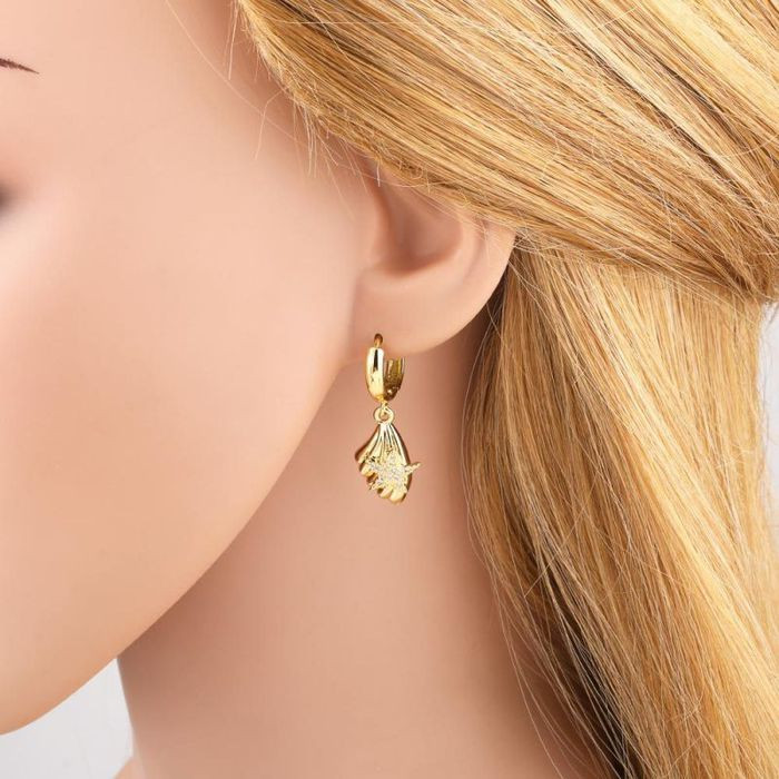 Серьги-конго с подвесками в виде морских звезд CJL21884